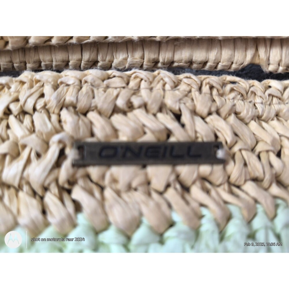 O'Neill Brandi Raffia Straw Hand Bag mini Tote Multicolored stripe beachy boho - Picture 2 of 7